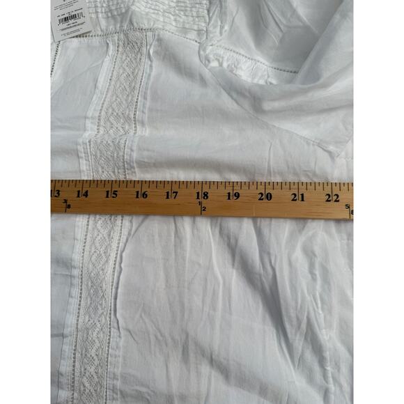 AE77 American Eagle Blouse Women's Sz L White Boho Peasant Tie Neck Eyelet NWT - Picture 5 of 6